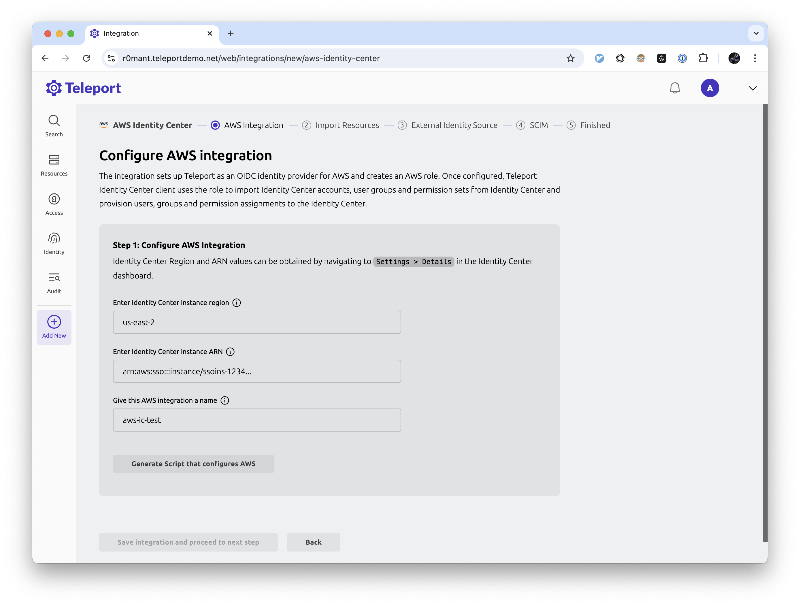 Configure AWS integration